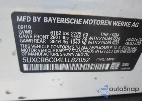2020 BMW X5 xDrive40I from USA, damaged, VIN 5UXCR6C04LLL82052